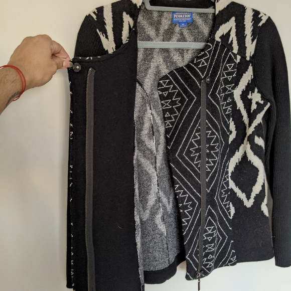 Pendleton Lamb Wool Moto Zip Up Aztec Asymmetrical Jacket Size XS - Picture 4 of 11